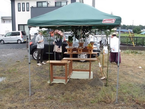 雨の地鎮祭